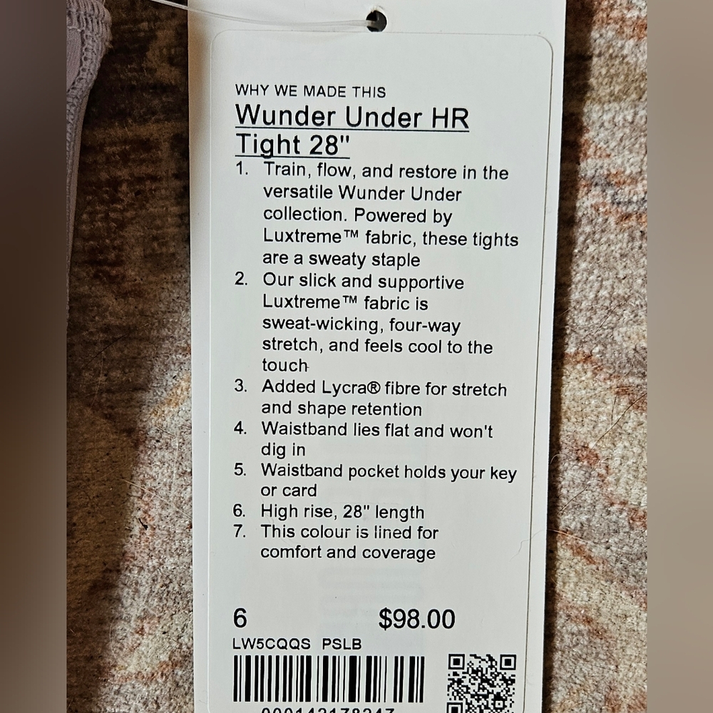 NWT lululemon wunder under HR tight 28" - Picture 2 of 4